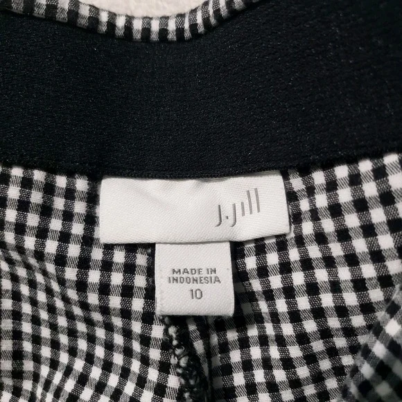 J.Jill Pull-on Pants Women's Size 10 Black White Gingham Straight Leg Stretch - Picture 5 of 10